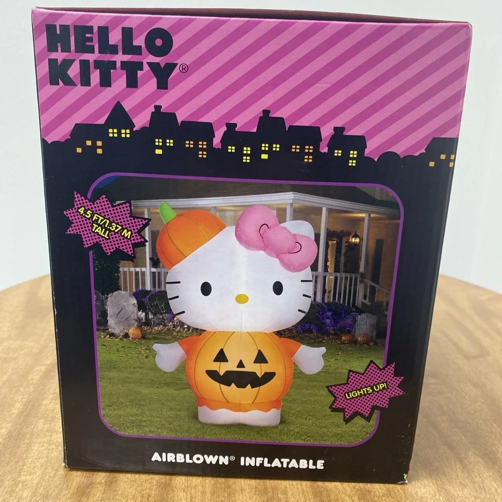 HELLO KITTY PUMPKIN 4.5-FOOT LIGHTED Halloween INFLATABLE DECORATION Gemmy